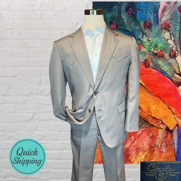 Circle S Other - Circle S Dallas Texas 43-44R 38x29 Taupe Brown Tan Western Suit Rodeo
